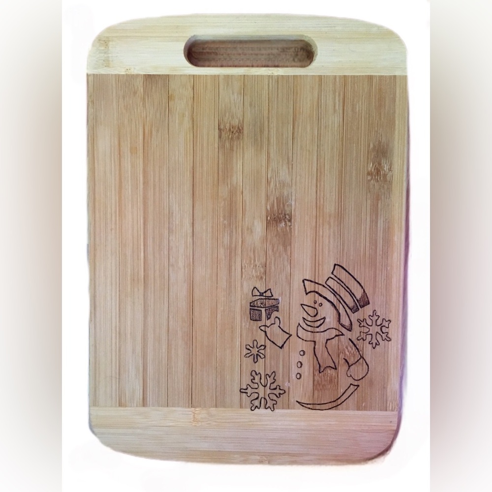 Bamboo Cutting Board with Snowman Design